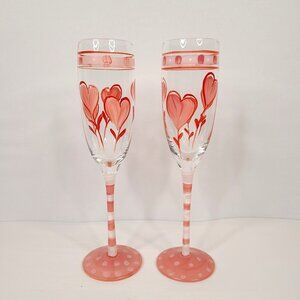 Vintage Hausen Ware Hand Painted Flutes with Hearts - set of two
